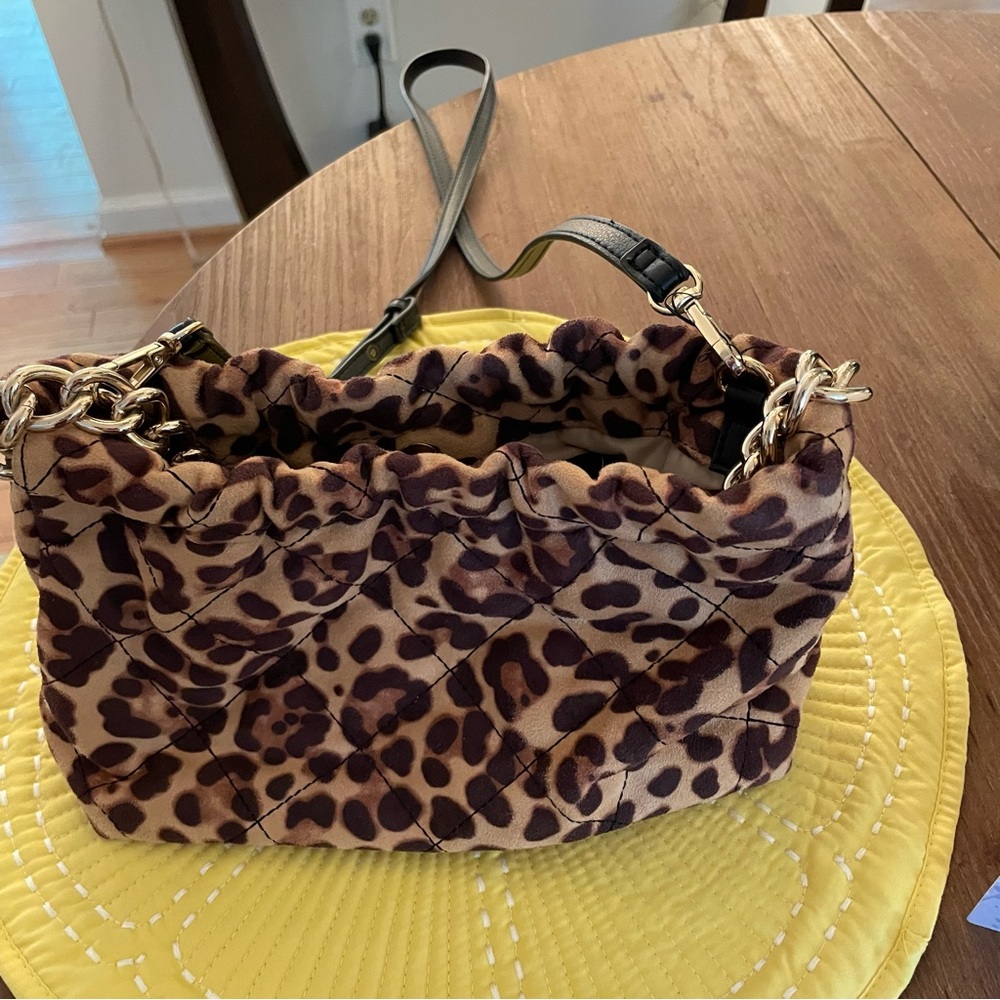 INC Animal Print Purse Quilted Chain & Crossbody Strap Inside Pocket Snap Shut